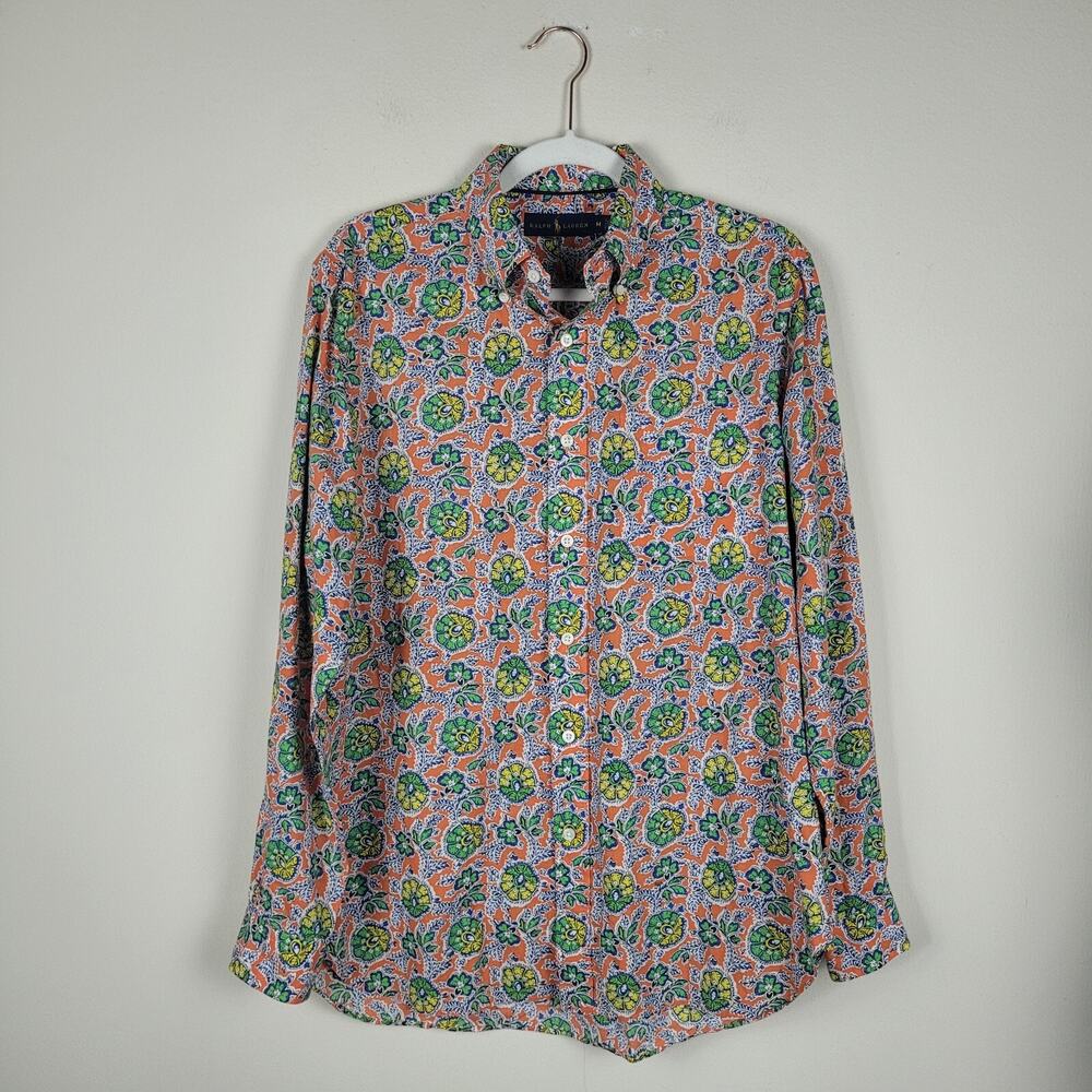 Ralph Lauren Shirt Mens Medium Colorful Paisley Print Abstract Preppy Resort